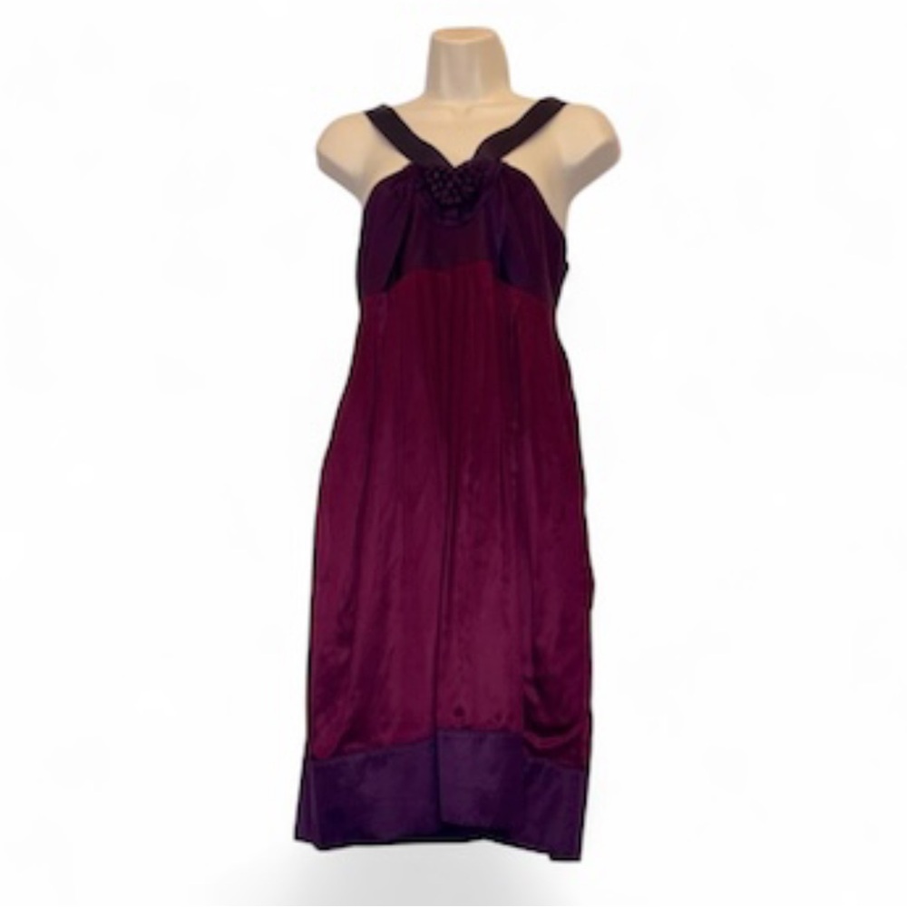 Club Monaco Size 6 Purple Silk Blend Dress Sleeveless Midi Cocktail Y2k